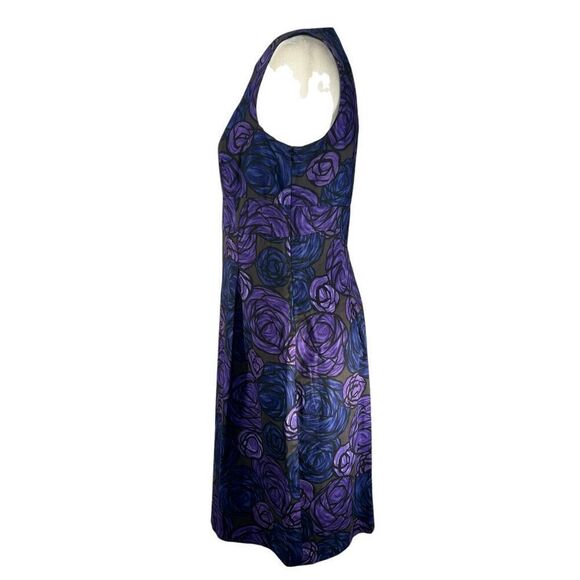 Theory Sz 10 Purple Paper Rose Sleeveless Sheath Dress - Picture 6 of 13